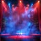 Elegant stage setup dynamic colored spotlights, microphone for performance