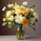 Elegant Still-life: White And Orange Flowers In A Clear Vase