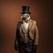 Elegant Studio Portraiture: Man Holding Penguin In Eccentric Props