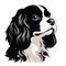 Elegant Stylized Portraiture: Black And White King Spaniel Illustration