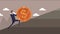 Elegant successful businessman pushing coin up hill animation