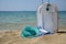 Elegant Suitcase on Sandy Beach