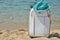 Elegant Suitcase on Sandy Beach