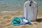 Elegant Suitcase on Sandy Beach