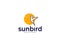 Elegant sunset humming bird logo with sun illustration