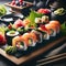 Elegant Sushi Platter Arrangement, AI Generated