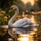 An elegant swan gliding gracefully across a pond.