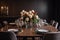 Elegant table setting in a restaurant. Table setting in a luxury restaurant, A luxurious dining table set adorned with gleaming