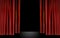 Elegant theater stage with red velvet curtains