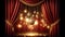 Elegant Theater Stage with Vintage Ornaments and Red Curtains, AI Generated