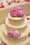An Elegant Tiered Buttercream Wedding Cake Decorated with Peonies