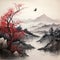 Elegant Tree Sumi-e Ink Painting
