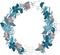 Elegant trendy flower wreath with silver triangles. Floral design for elegant composition.