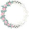Elegant trendy roses wreath with silver triangles. Floral design for elegant composition. Round form frame