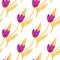 Elegant tulip seamless pattern isolated on white background