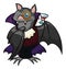 Elegant Vampire Bat Holding a Glass with Bloody Drink, Vector Illustration