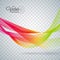 Elegant vector flowing color wave design on transparent background.