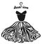 Elegant vector silhouette of isolated beautiful back dress