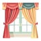 Elegant velvet curtains in window