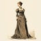 Elegant Victorian Character Illustration In Brown And Black
