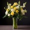 Elegant Vignette: Yellow And White Rose Snapdragon Arrangement