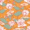 Elegant Water Lilies, Nymphaea seamless floral pattern