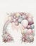 Elegant watercolor arch of balloons and flowers in delicate pastel colors, wedding arch, wedding invitation design