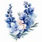 Elegant Watercolor Blue Flowers Illustration With Snapdragon Arrangement