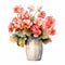 Elegant Watercolor Geraniums In Vase: Larme Kei Inspired Art