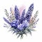 Elegant Watercolor Lavender Bouquet Clipart With Blue Hues