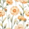 Elegant Watercolor Orange Calendula Flowers Pattern