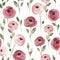 Elegant Watercolor Pink Roses and Green Leaves Pattern