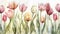 Elegant Watercolor Tulips Blooming in Pastel Shades