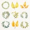 Elegant Watercolor Wreaths Dark Yellow And Light Green Leaves