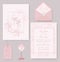 Elegant wedding cards consist of various kinds of flowers