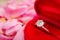 Elegant wedding diamond ring in red heart jewelry box