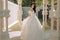 Elegant wedding salon is waiting for bride. Happy bride before wedding. Wonderful bridal gown. Beautiful wedding dresses