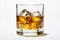 Elegant whisky glass isolated on white background with text space for creative messaging