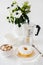 Elegant white breakfast table setting