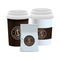 Elegant white cups of coffee and packing bag products