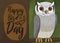 Elegant White Faced Owl in a Tree Celebrating Bird Day, Vector Illustration