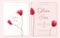 Elegant white and pink engagement invitation template with pink transparent tulip