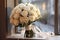 Elegant White Rose Bouquet by Window