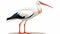 Elegant White Stork Clip Art With Biomorphic Style And White Background