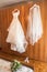 Elegant white wedding dress for bride