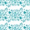 Elegant wild meadow grass seamless vector pattern background. Stylized aqua blue leaves in horizontal rows on white