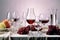 elegant wine glassware arranged on a crisp white tablecloth