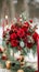 Elegant winter touch Wedding decor adorned with vibrant red roses