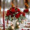 Elegant winter touch Wedding decor adorned with vibrant red roses
