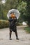 Elegant woman in a autumn park